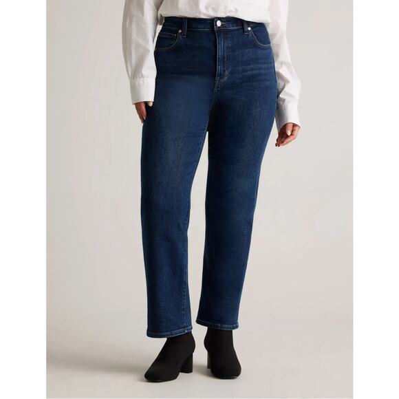 Quince Denim - Quince Stretch High Rise Straight Jeans Dark Wash Women’s 30 Casual Closet Basic